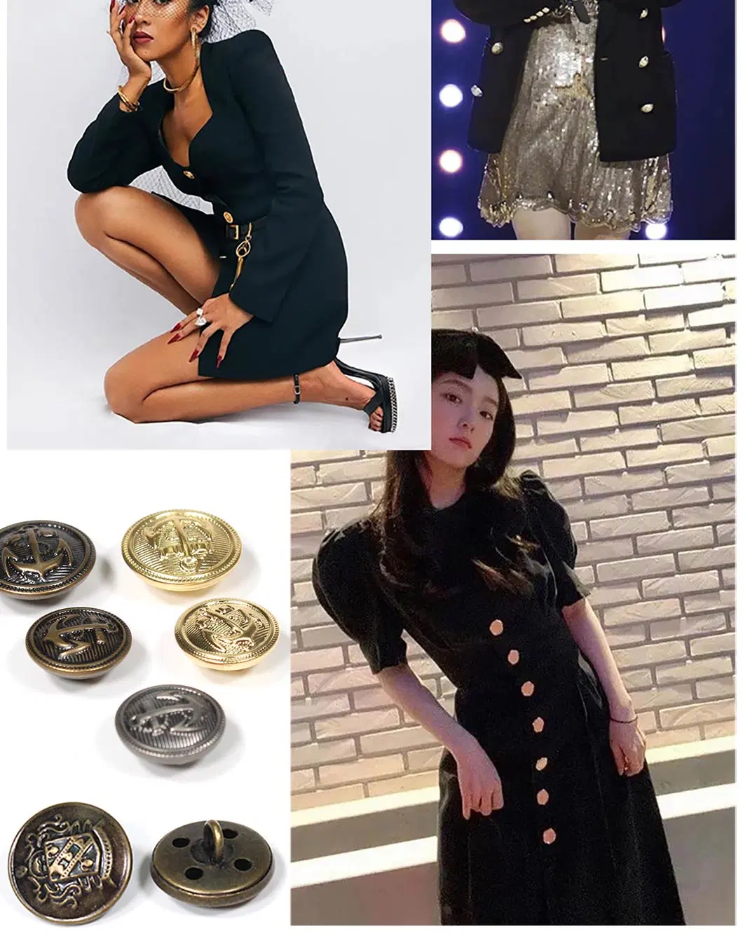 Custom Design Zinc Alloy Brand Logo Embossed Metal Sewing Button Accessory Garment Blazer Suit Coat Shank Button