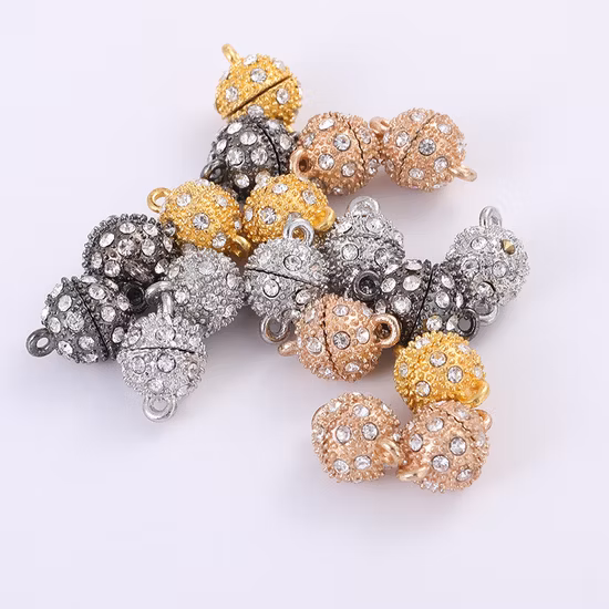 Botones magnéticos redondos de diamantes de imitación negros/dorados/plateados Botones magnéticos